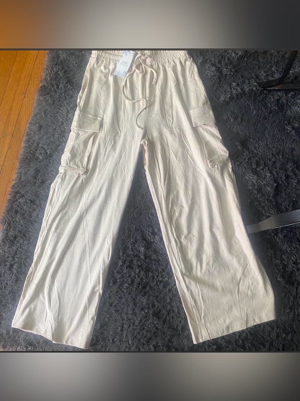 Men's Cargo Lounge Pants in Cream - Drawstring Waist